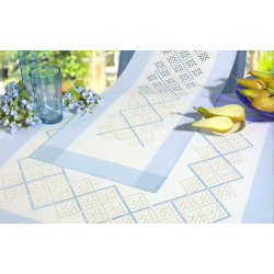 Nappe Hardanger bord bleu 8 fils