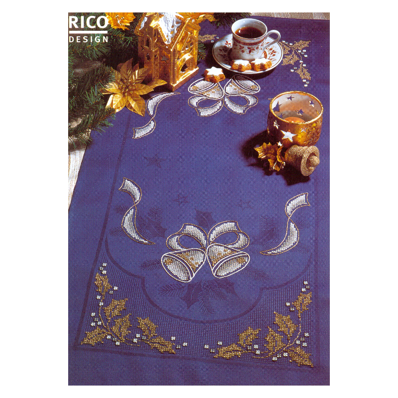 Chemin de table Noël bleu marin