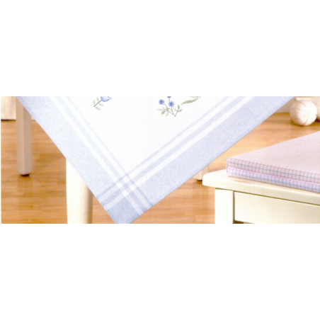 Nappe Hardanger bord bleu 10 fils