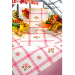 Nappe blanche quadrillée rose