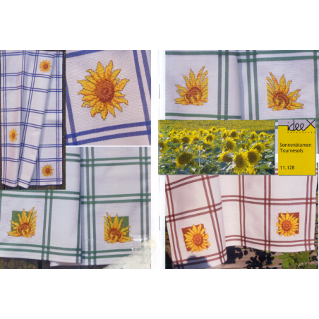 Nappe blanche quadrillée bleue