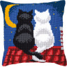 Kit coussin au point de croix Chats dans la nuit