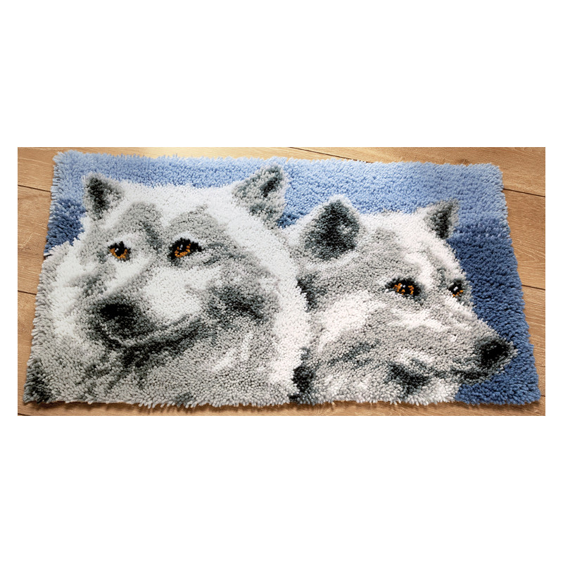 Kit tapis au point noué Têtes de loups