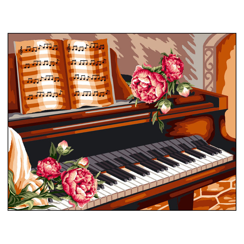 Canevas imprimé Quatre fleurs sur un piano