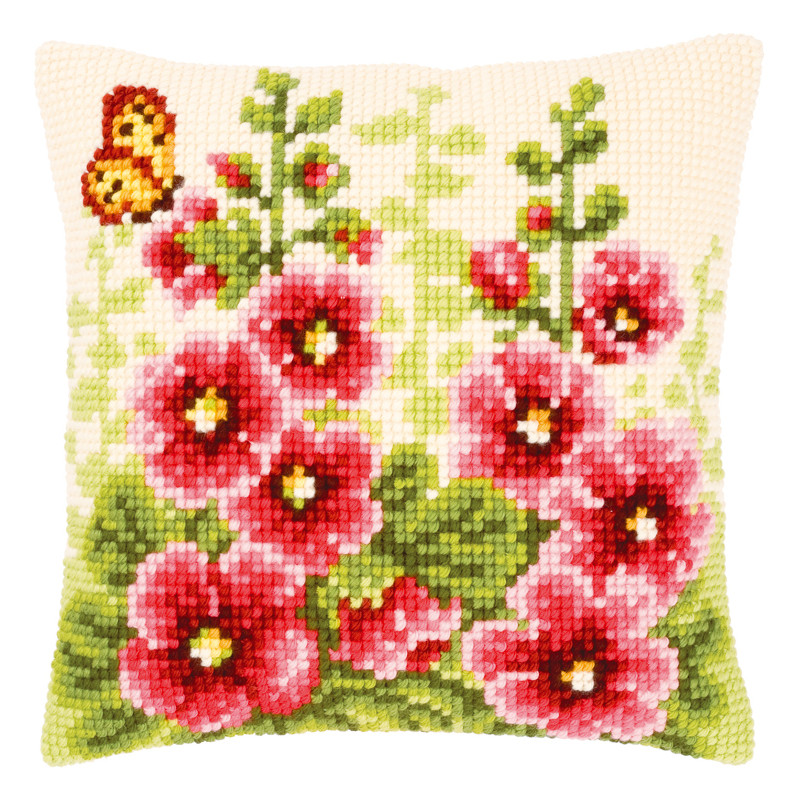 Coussin Roses trémières