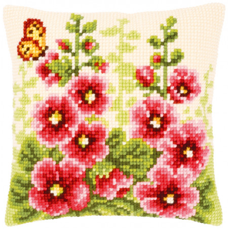 Coussin Roses trémières