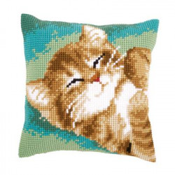 Coussin au point de croix Chat 