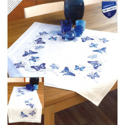 Chemin de table Papillons bleus