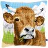 Coussin au point de croix Vache 