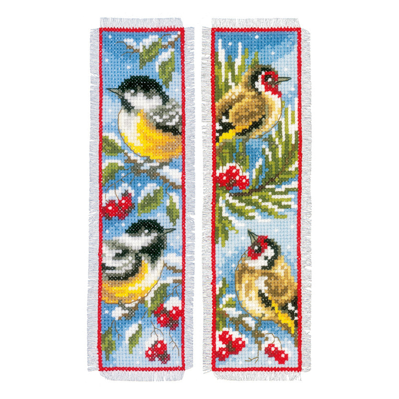 lot de 2 marque-page Oiseaux en hiver