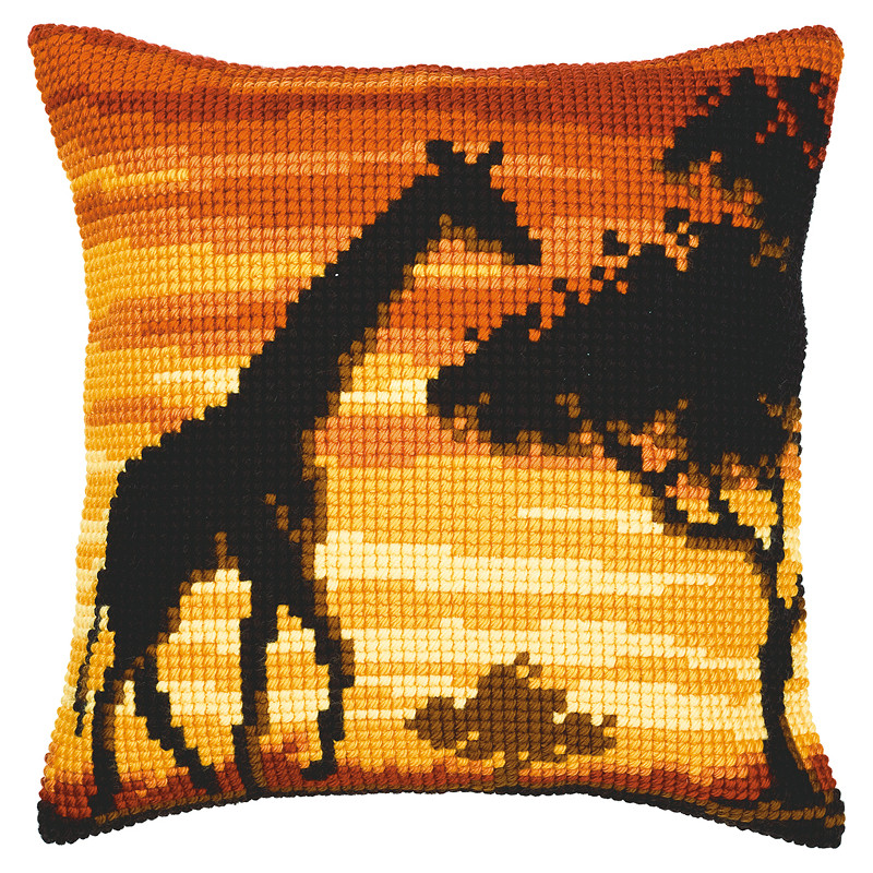 Kit coussin au point de croix Girafe