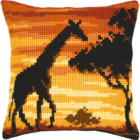 Kit coussin au point de croix Girafe