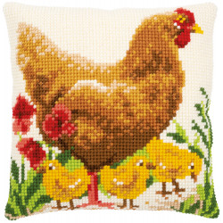 Kit coussin au point de croix Poulet avec poussins