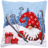 Kit coussin au point de croix Gnome de Noël en ski