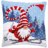 Kit coussin au point de croix Gnome de Noël en ski