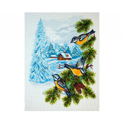 Aida imprimée Oiseaux en hiver