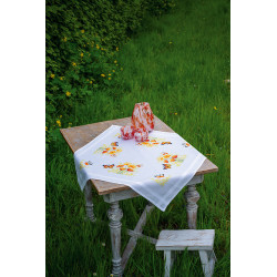 Kit nappe Fleurs orange et papillons