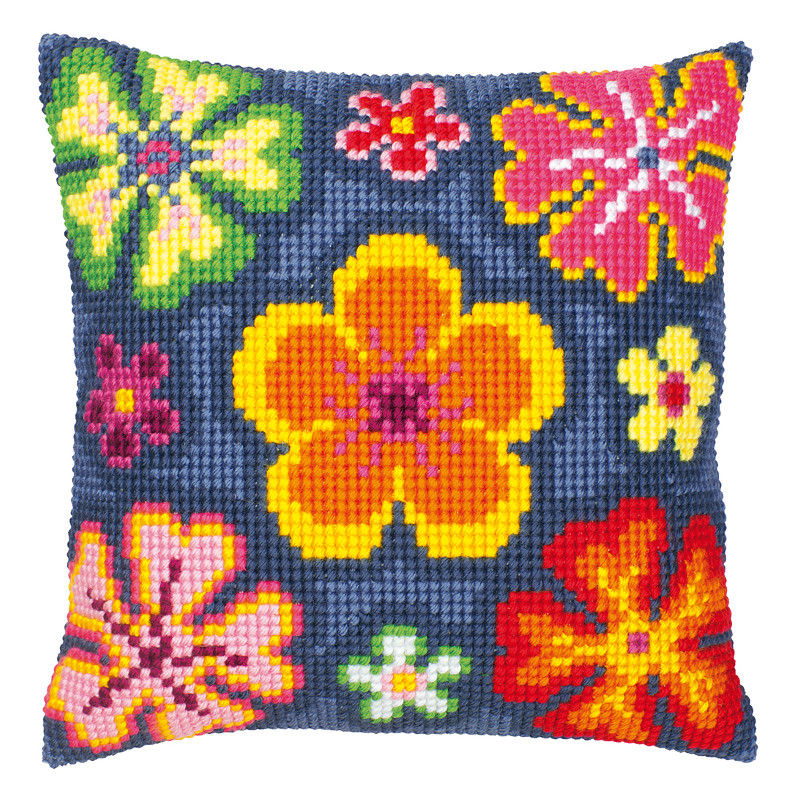 Kit coussin au point de croix Flower power