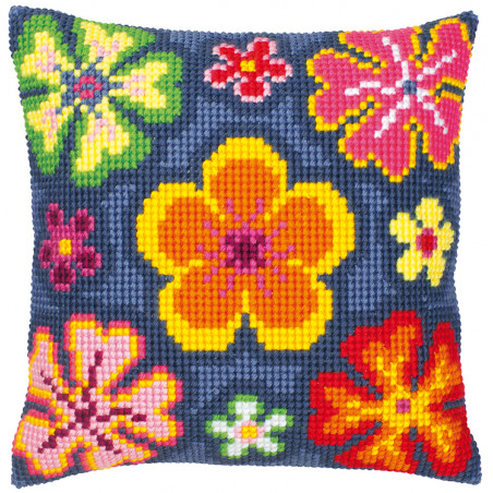 Kit coussin au point de croix Flower power