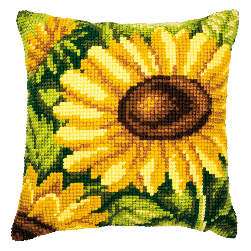 Kit coussin au point de croix Un tournesol