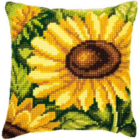 Kit coussin au point de croix Un tournesol