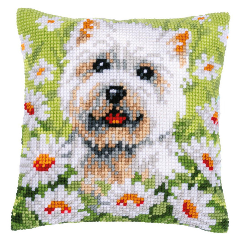 Kit coussin au point de croix Chien