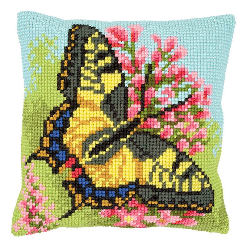 Kit coussin au point de croix Papillon