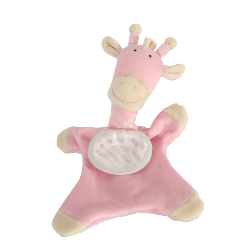 Doudou girafe rose