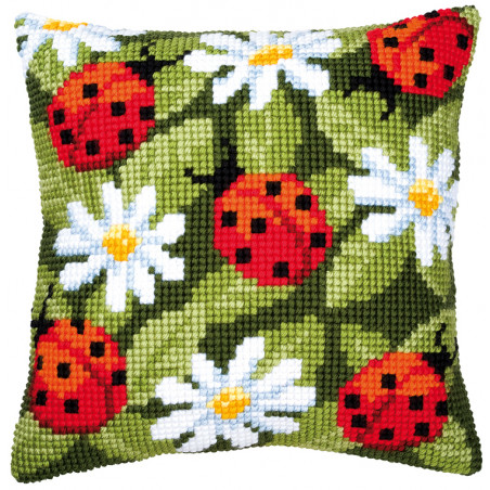 Kit coussin au point de croix Coccinelles