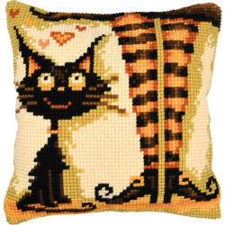 Kit coussin au point de croix Chat adore sorcière